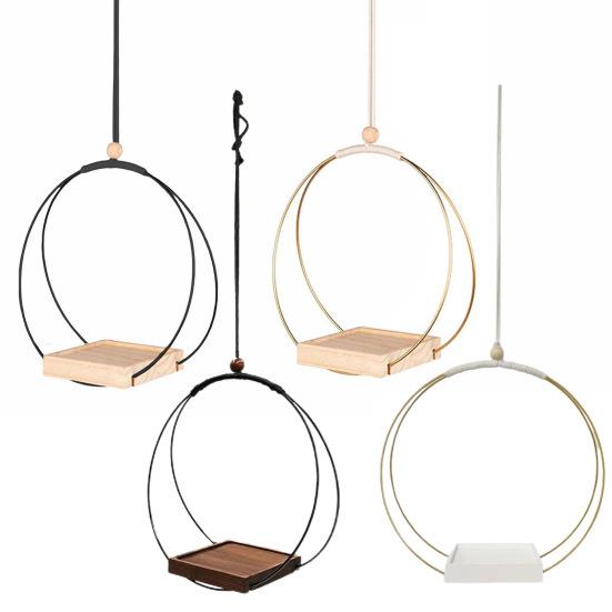 Подвесная подставка для растений, универсальный держатель для цветочных горшков с деревянным основанием, компактный держатель для растений в помещении