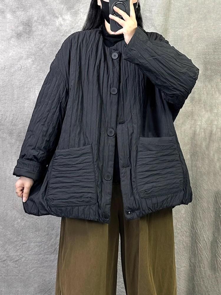 Autumn Spring Winter Cotton Padded Oversized Outerwears Women Casual Loose Jacket Coat