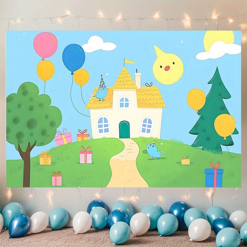Happy Birthday Party Banner, Polyester Backdrop for Home Room Wall Decor and Photo Props