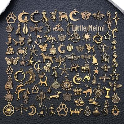 100 Подвесок из античной бронзы в виде животных и насекомых из сплава: Шармы Стрекоза, Бабочка для браслетов, ожерелий, брелоков своими руками