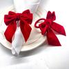 6pcs Festival Banquet Wedding Napkin Rings Luxury Velvet Bow Pearl Table Decoration Restaurant Decoration Tableware Accessories