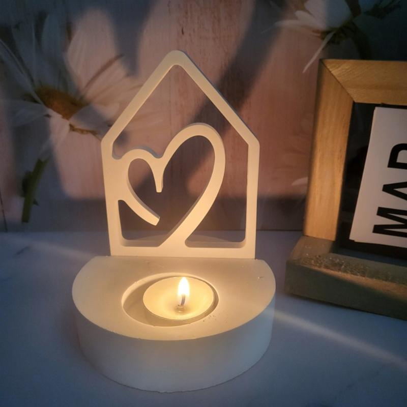 Hollow House Candle Holder Molds with Round Base Molds for Making Tealight Holder Table Decorations Candle Holder