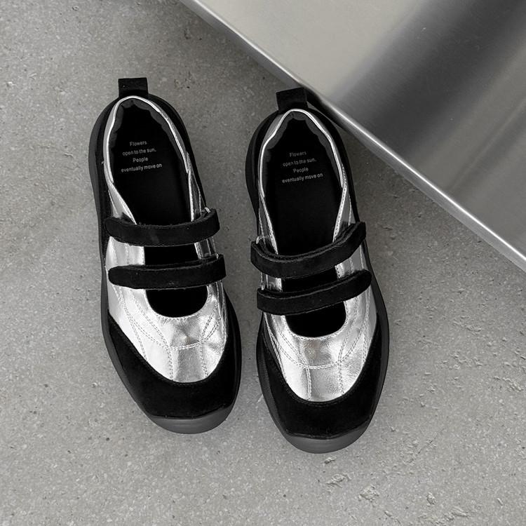 5 см мелкий вырез толстая подошва маленькие кожаные туфли женские натуральная кожа маффин Мэри Джейн 2025 новый осенний цвет сочетание повседневная обувь