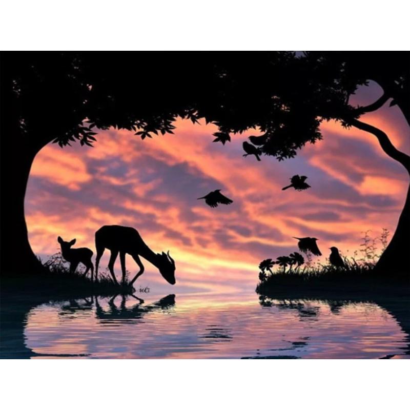 Diamond Painting Dandelion Full Square Mosaic Art Sunset Diamond Embroidery Landscape Picture of Rhinestone Home Decor