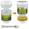 Pickle Container Wet and Dry Separation Food Storage Containers Upside Down Olive Jar with Fork Leakproof Airtight Containers