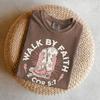 Walk By Faith Shirt - Christianity Comfort Colors Shirt: Western Christian Shirt, Cowgirl Boots Tee, Bible Verse Shirt, Retro Cowboy Shirt