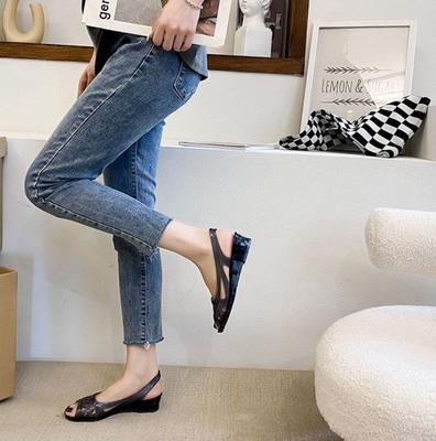 Прозрачная фиолетовая обувь Черные прозрачные желеобразные женские туфли Лето 2025 Босоножки с открытым носком для женщин по акции Сандалии Оригинал Vip H