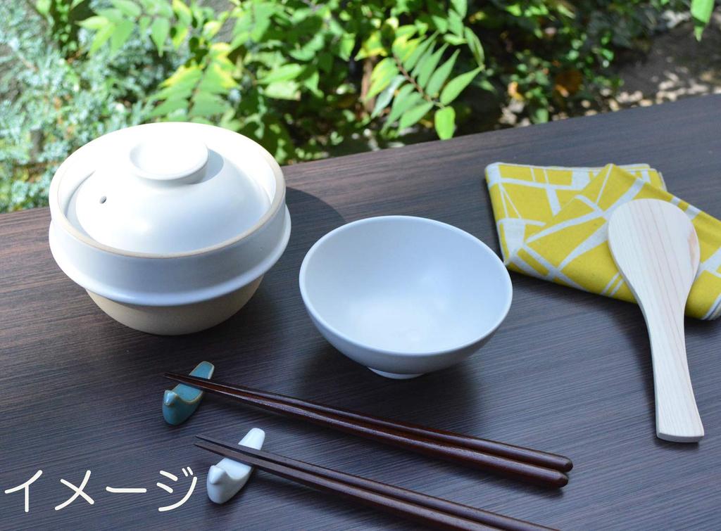 Цукамото (Цукамото) Рисоварка Mashiko Ware, Белая, 1 чашка, Подходит для одиноких людей, Kamacco, Включает две подставки для палочек, AKM-3