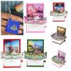 3D 3D мини-складные брелки-книги, пластиковый замок, коттедж, брелок для ключей, Рождественский Санта-складной книжный брелок для детей