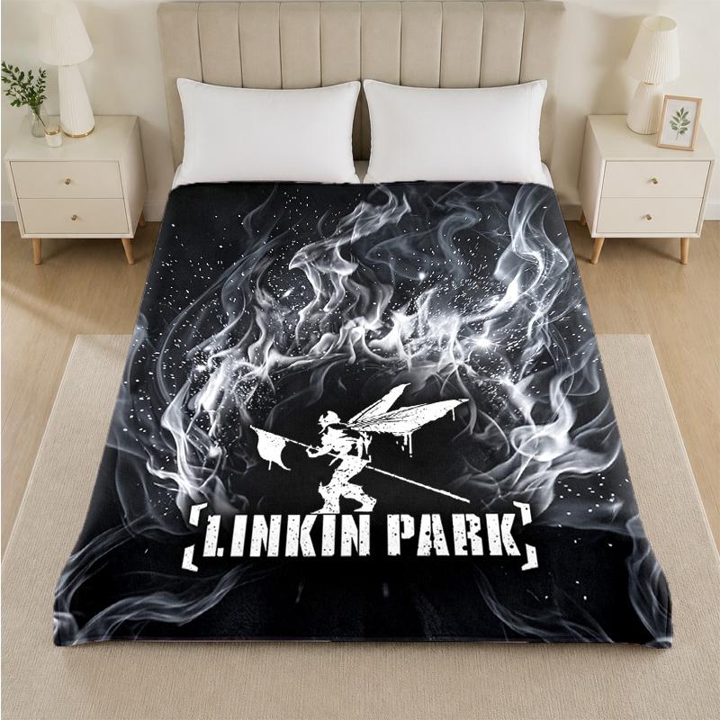 Linkin Park Print Flannel Blanket Cozy Lightweight Plush Throw Blanket For Bed Sofa Household Use