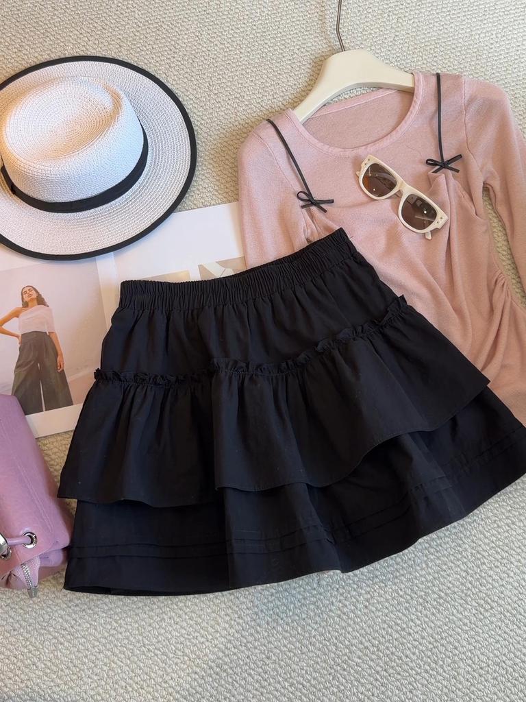 Женская летняя 2026 года стройнящая белая А-силуэта с оборками миди юбка