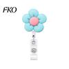 Decorative Acrylic Badge Reel Cute Flower Reel, Retractable ID Card Silent Telescopic Clip Holder for Nurses, Office Workers, Managers, Students
