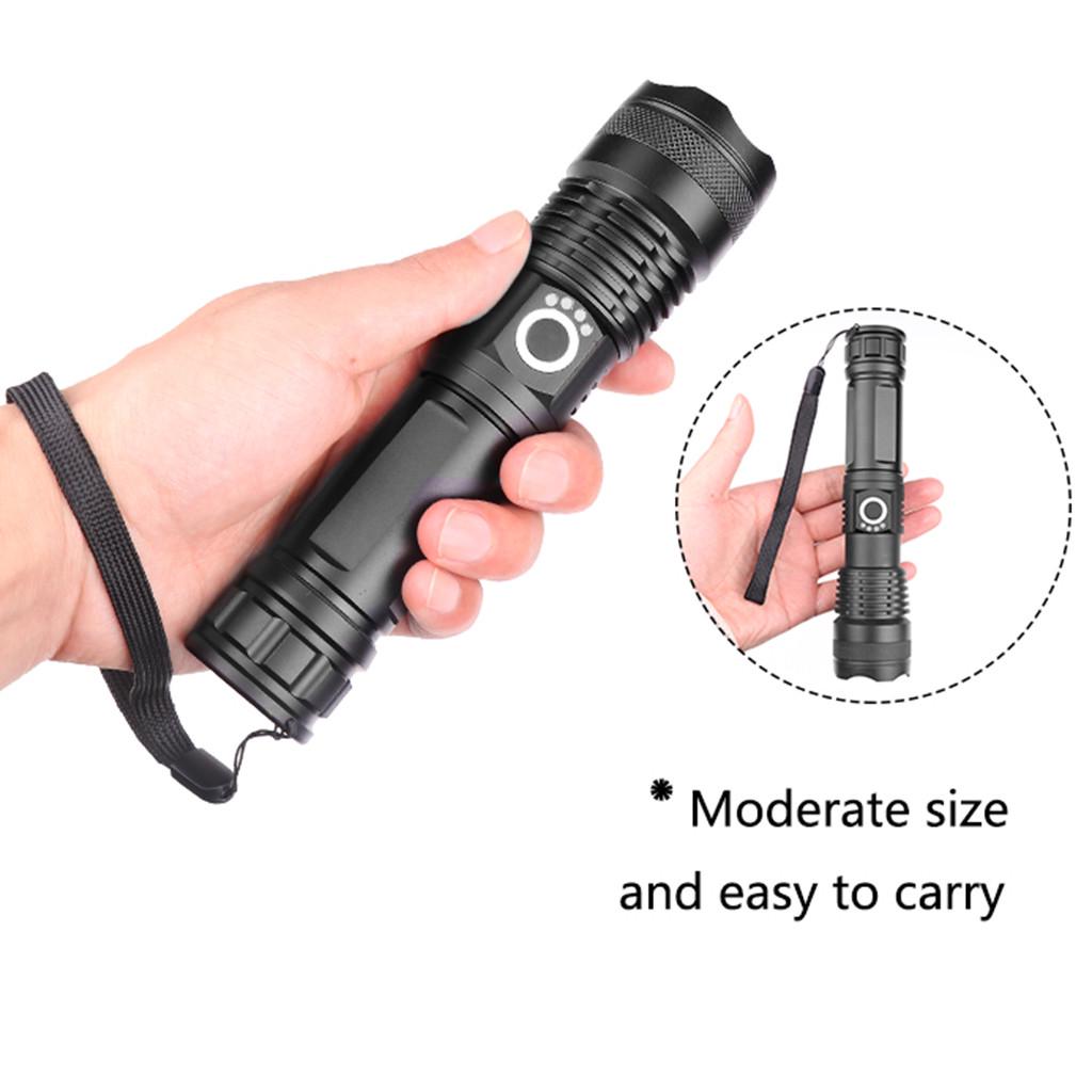 XHP50 Super Bright LED Flashlight Rechargeable USB With Charging Display