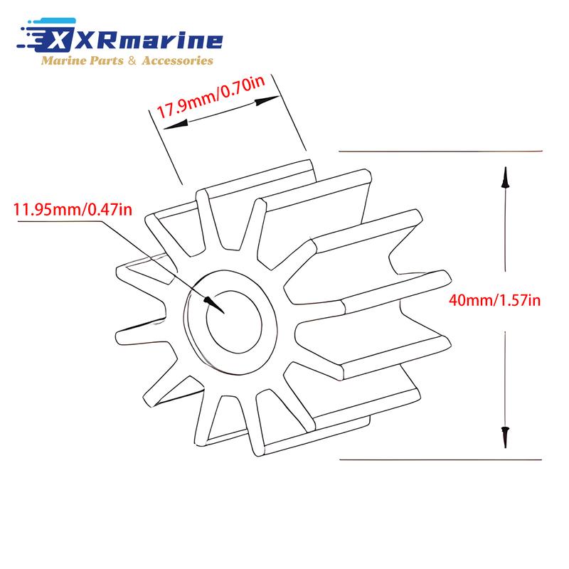 6G1-44352-00 Outboard Impeller Compatible with Yamaha Marine 2 Stroke 2 Cyl 6HP 8HP Motor 6G1443520000 6G14435200 18-3066