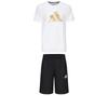 Taekwondo Breathable Round Neck Pullover Short Sleeve T-Shirt Simple Fashion Lace-Up Shorts Casual Sports Set ADICLTSPSTK-WG+S21ATMSH3T-BW
