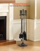 Fireplace Tool Set, 5 PCS Fire Tool Set and Holder with Five-Prong Stand, Tongs, Ash Shovel, Brush, Fire Place Poker, Wrought Iron Fireplace