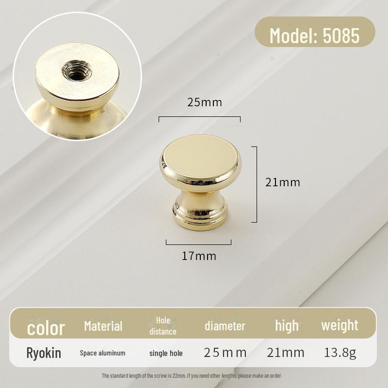 Золотая круглая ручка для ящика класса люкс с одним отверстием для современных простых шкафов