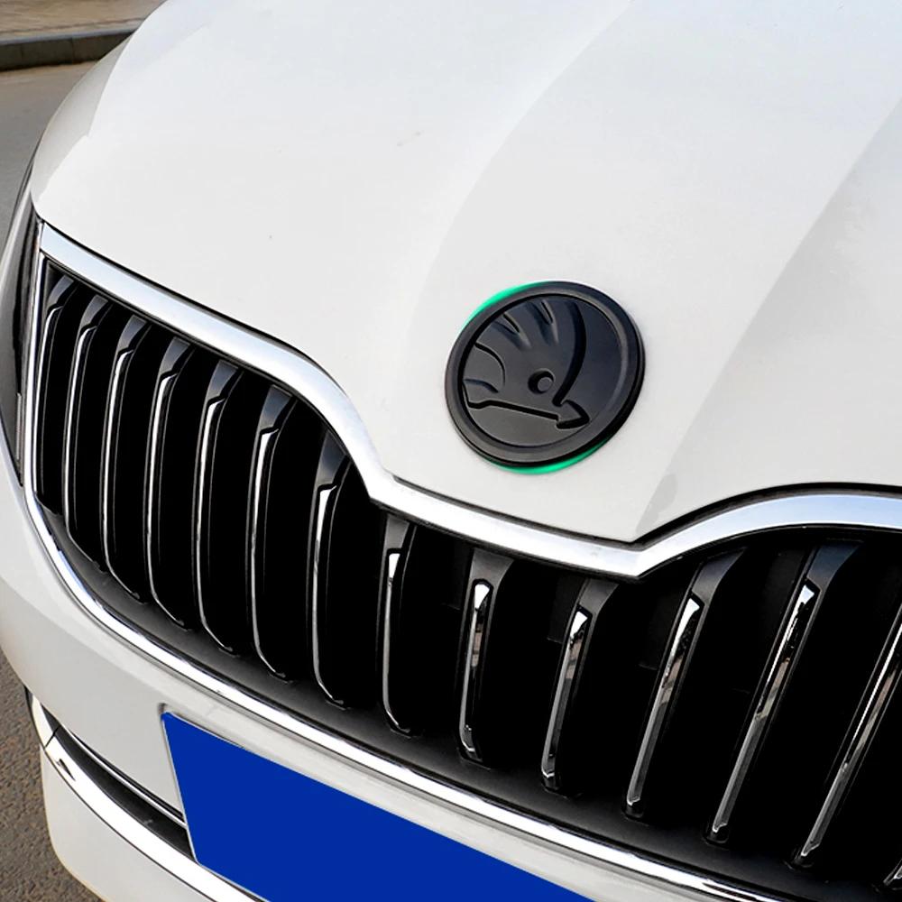 CGW1 2pcs Car Front Hood Badge Rear Trunk Emblem Replacement Sticker For Skoda S Octavia 2 3 Kodiaq Fabia Karoq Superb 3 Scala VRS A5