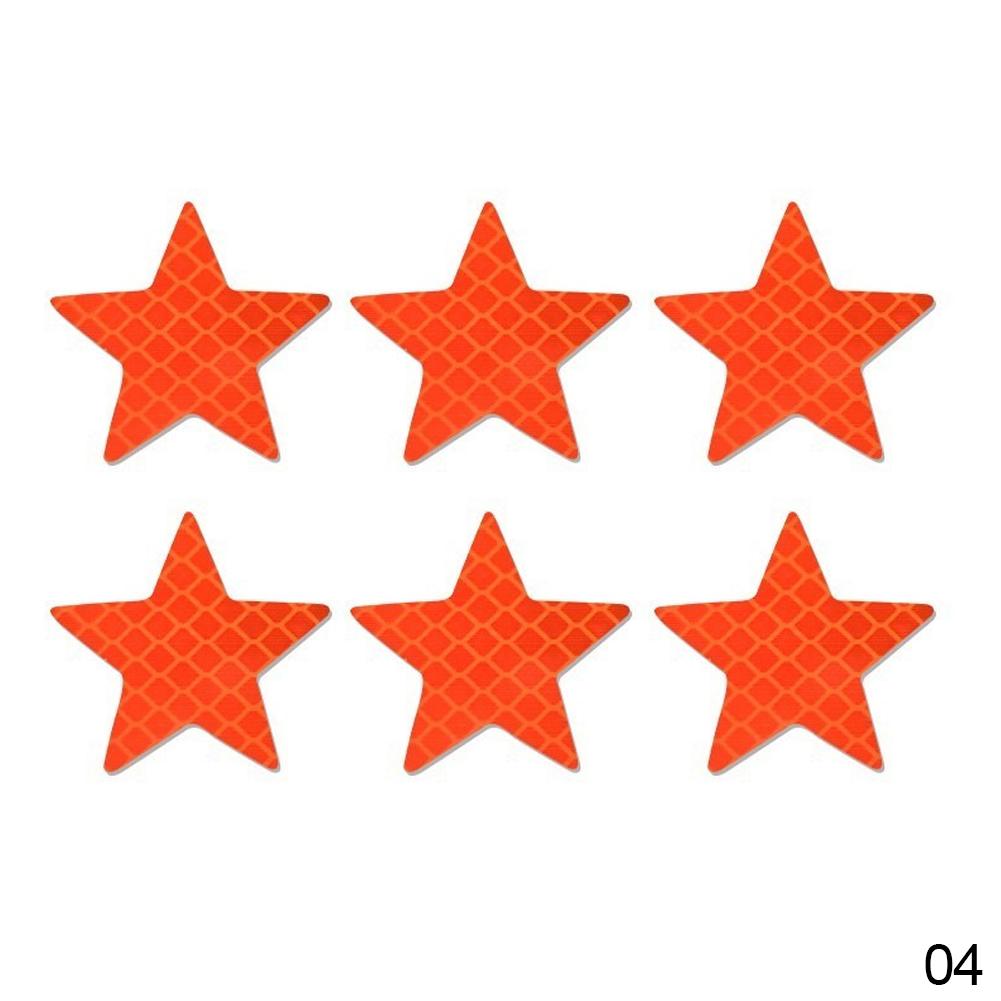 6 шт. светоотражающая наклейка для автомобиля, самоклеящаяся, предупреждающая о безопасности, для грузовика, мотоцикла, прицепа, в форме звезды