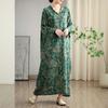 Women's Early Fall Floral Print Neck Maxi Dress Vacation-Ready Boho Chic Loose Fit Linen Blend for Comfort