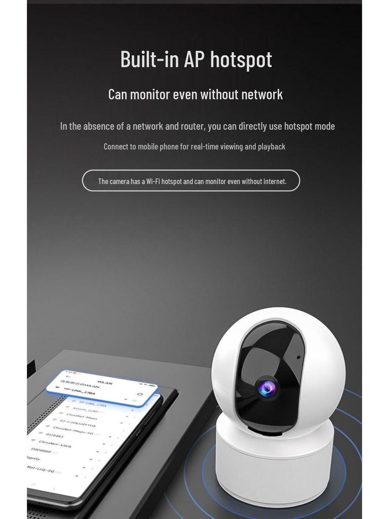 360° Rotating Wireless WiFi Surveillance Camera with Phone Connectivity, Remote Access, Clear Night Vision, and Smart Tracking