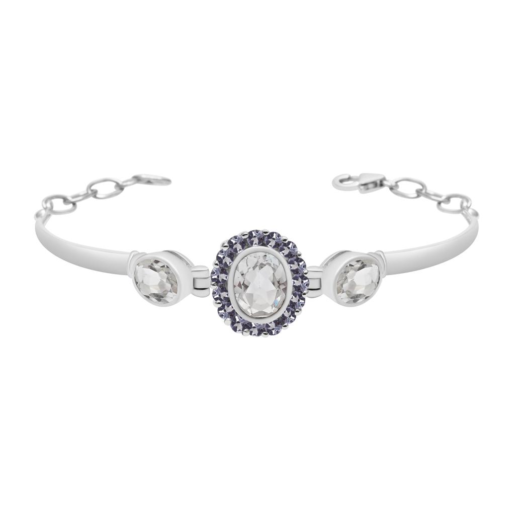 Natural White Topaz & Tanzanite Gemstone Bracelet, 925 Sterling Silver, Bezel Link Bracelets, Handmade Adjustable Chain Bracelet Jewelry For Women