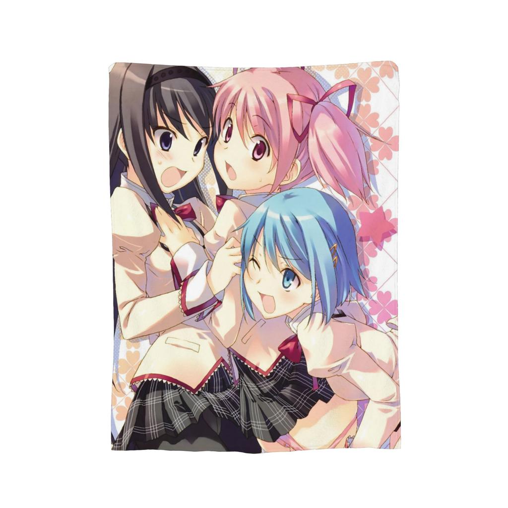 Puella Magi Madoka Magica Anime Blankets Fleece Summer Multifunction Ultra-Soft Throw Blankets for Bedding Office Quilt