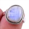 Natural Rainbow Moonstone Gemstone 925 Solid Sterling Silver Ring Size 6 A5B06