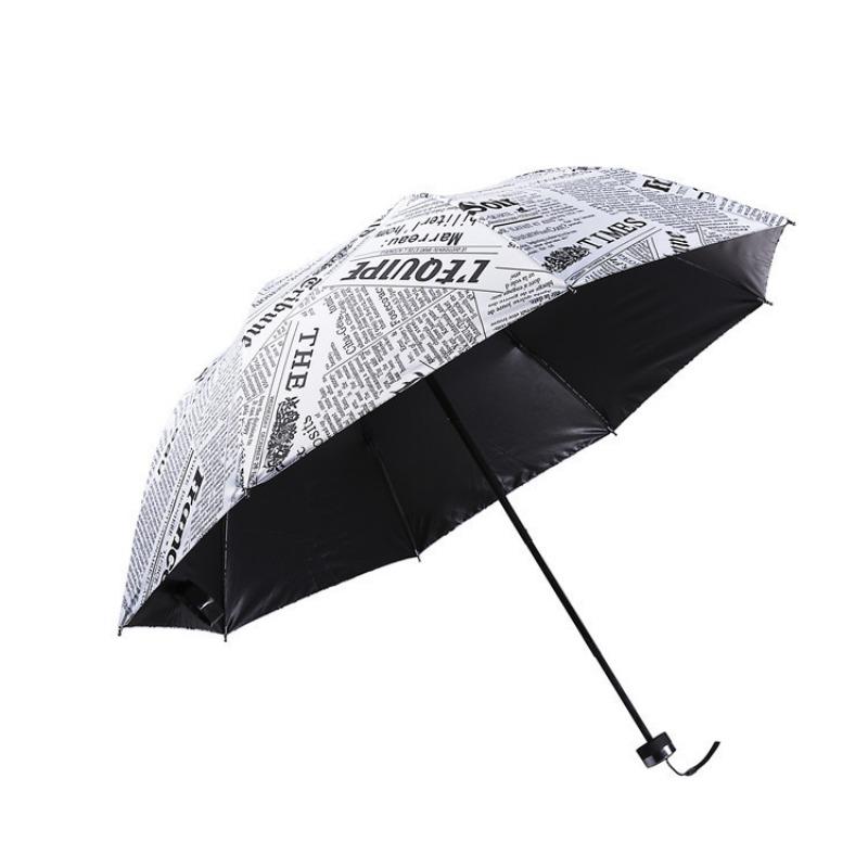 Creative Newspaper Triple Folding Umbrella Manual Umbrella Male Sunny Rainy Dual-use Umbrella UV Protection Sun Umbrella Female