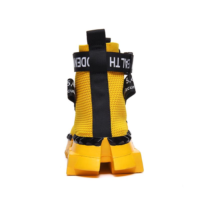 Fashion High-top Breathable Flying Woven Socks, Spring and Autumn Thick-soled Men's Shoes