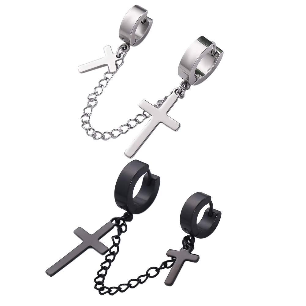 Steel No Pierced Tassel Punk Korean Stud Earrings Dangle Earrings Women Ear Clip Men Ear Cuff