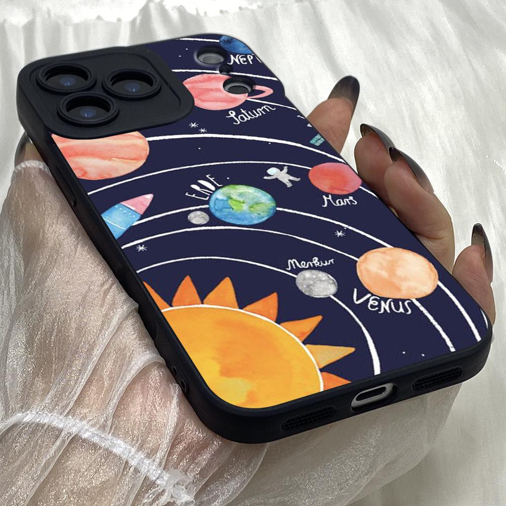 M282 Black White Moon Stars Space Angel Eyes Soft Phone Cases for iPhone Samsung Xiaomi Rdemi Huawei Honor Infinix Realme OPPO Vivo All Model TPU Case