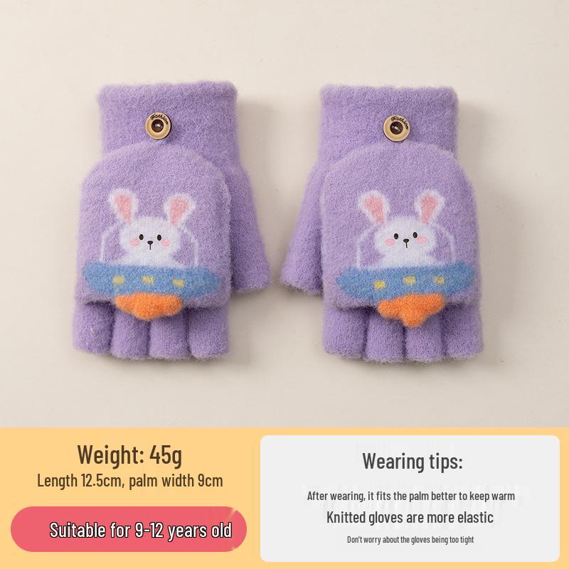 Cozy Cartoon Crocodile Flip-Top Kids' Gloves