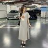 Women's Short-sleeved T-shirt Dresses Summer Loose Knee-length Casual Plus Size Dress Split Dress