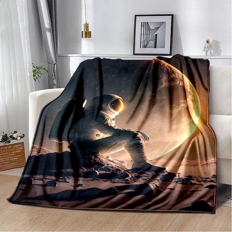 3D космическое одеяло с изображением астронавта, Вселенной, космонавта, мультяшное одеяло, мягкое одеяло для дома, спальни, кровати, дивана, офиса, одеяло, детское
