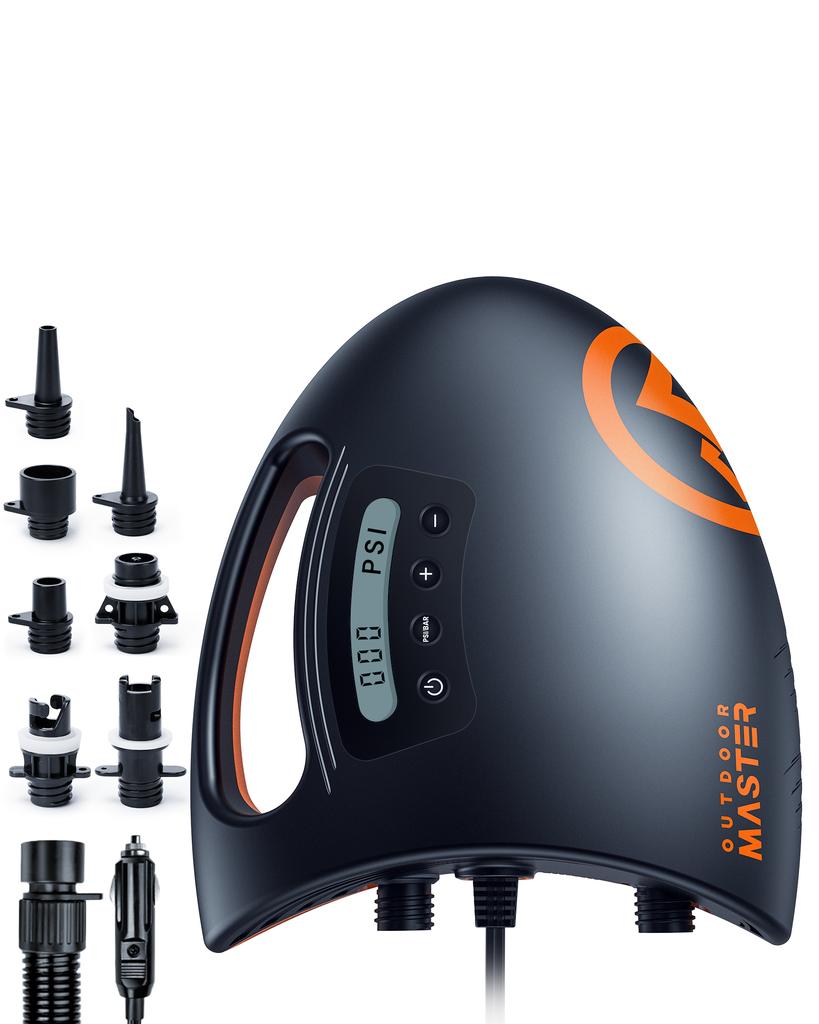 OutdoorMaster Shark 2 Digital Car-Powered SUP Pump - 12V DC Wired Electric Inflator for Stand up Paddle