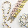 Cute Daisy Flower Macrame Keychain Handmade Bags Handle Chain Bohemian Key Fob Strap  for Women