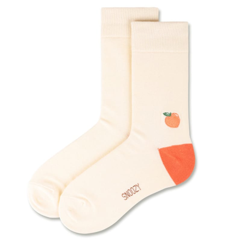 SNOOZY Peach Embroidered Socks (Ivory Orange)