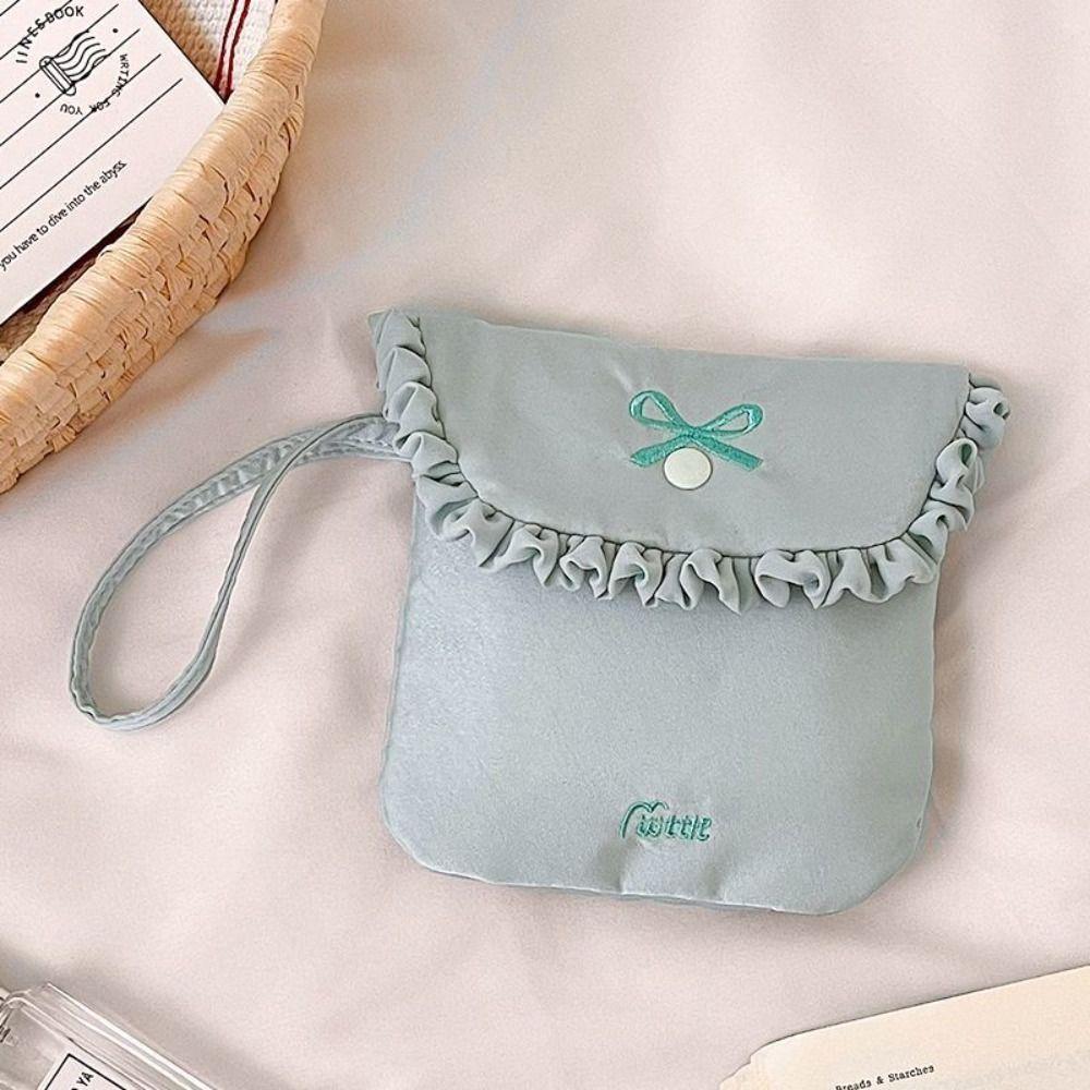 Bowknot Sanitary Napkin Storage Bag Cotton Cloth Bow Makeup Bag Creative Mini Cosmetic Bag Women