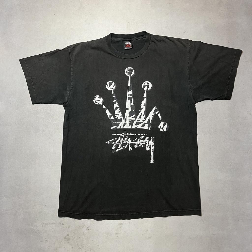 Винтажная футболка Stussy с рисунком Джокера и короны, граффити, размер XL, унисекс