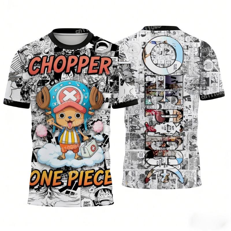 2026 New One Piece Chopper Manga Collage 3D Print T-shirt Unisex Short Sleeve Tee Family Matching Parent-child Outfit Summer Top