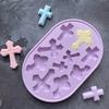 1piece 10-cavity Easter Silicone Mold Easter Cross-shaped Cookie Candy Mold Holiday Decoration Tool