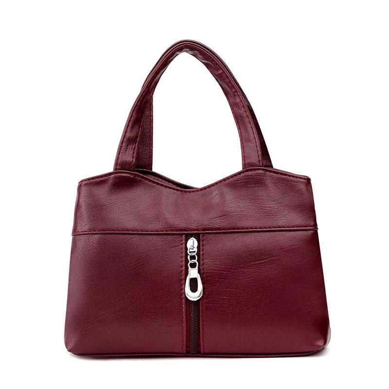 Сплошная цветная сумка для женщин, мягкая квадратная сумка из искусственной кожи, универсальная сумка на одно плечо, повседневная сумка-кошелек для мамы