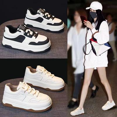 Туфли на платформе белые женские весна и осень новые туфли для скейтбординга Elevator Wild с мягкой подошвой Panda Student повседневная обувь