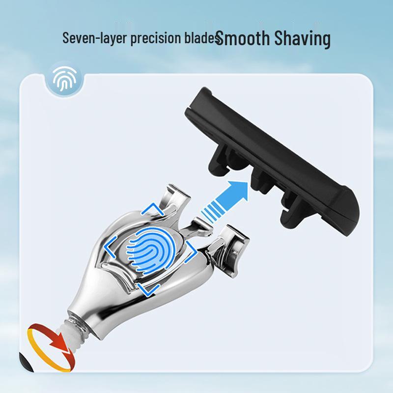 In-Stock Seven-Layer Manual Razor with Metal Hammer Pattern Handle for Shaving Beard