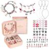 Sitengle Accessory Set for Bracelet Stylish Christmas Gift Kit, 66-Piece Making, Charms, Beading, Birthday, (Pink)