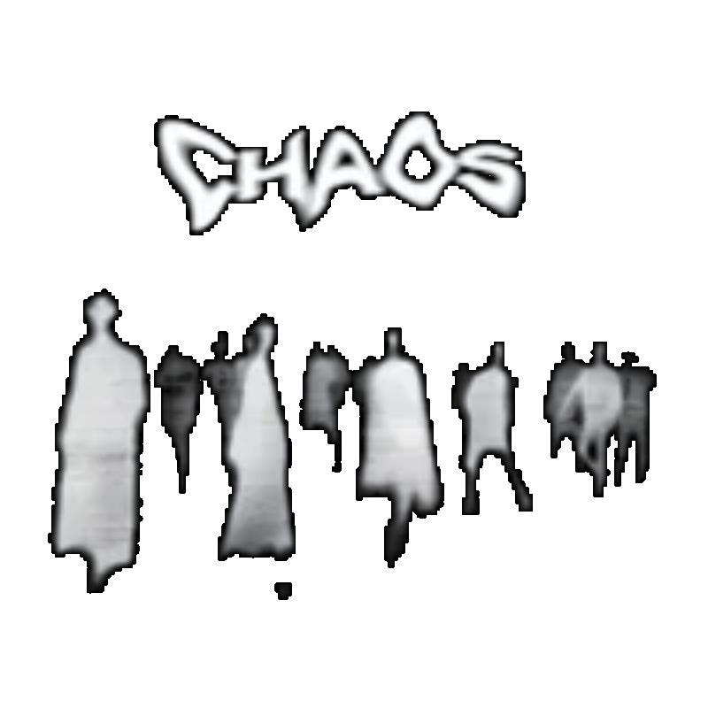 Футболка оверсайз черная с графическим принтом «Хаос» и силуэтами, повседневная уличная одежда для мужчин