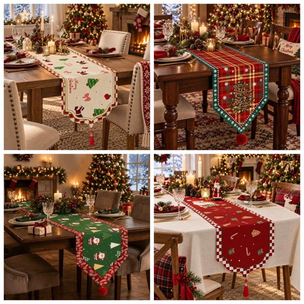 Santa Claus Christmas Table Flag Desk Decor Xmas Tablecloth Christmas Table Runner Home Decor