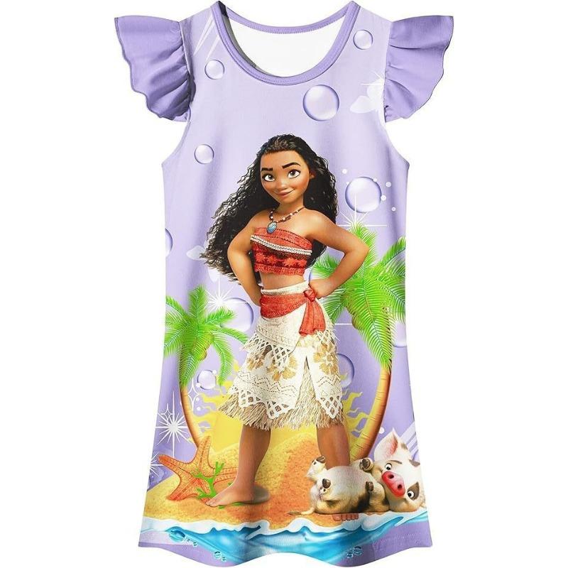 Summer New Cartoon Moana 2 Moana, Maui Same 3D Digital Printing Cute Princess Dress