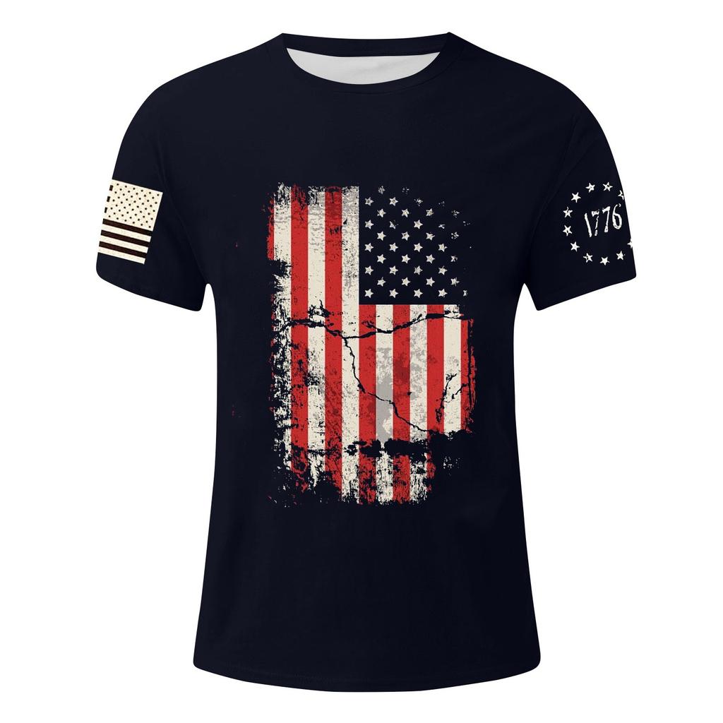 Мужская футболка с принтом ко Дню независимости, мужской свободный повседневный топ с короткими рукавами